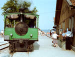 Dampflok der Chiemseebahn vor dem früheren Bahnhof Prien-Stock (20.08.1983)