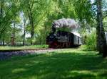 Die 99 574 ist kurz vor dem Endbahnhof Glossen unterwegs, 11.05.08