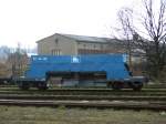 Schotterwagen der Eisenbahn-Bau- und Betriebsgesellschaft Pressnitztalbahn mbH kurz Press in Mgeln am 17.04.06