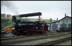 99749 dampfte am 2.9.1995 in Oberwiesenthal in Richtung Lokschuppen.