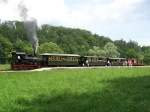 Dampflok Lok.12 der Hrtsfeldbahn im Haltepunkt Sgmhle.
der Zug fuhr anschlieend nach Neresheim ber Steinmhle Hp.
Aufgenommen am 1.Juni 2007