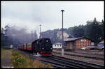 997244 fährt am 7.9.1991 um 13.08 Uhr in Elend in Richtung Drei Annen Hohne ab.