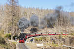 Der 99 7241-5 mit dem Zug zwischen Bahnhöfe Schierke und Brocken am 17.