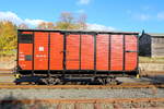 Dieses Bild zeigt den gedeckten Güterwagen 99-02-25, welcher bei einem Rangiermanöver im Rahmen einer IG HSB-Sonderzugfahrt kurzzeitig aus dem Zugverband genommen wurde.