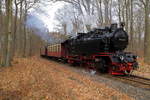 Einfahrt von 99 6001 mit P 8967 (Gernrode-Hasselfelde) am Nachmittag des 26.02.2017 in den Haltepunkt Sternhaus-Ramberg. (Bild 4)