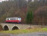 Nachschuss: Ein VT 187 der HSB auf dem Ilfelder Viadukt am 22.04.2006