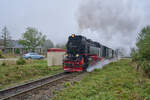 Am 05.10.2024 war der Traditionszug der Harzer Schmalspurbahnen auf dem Weg von Wernigerode zum Brocken.