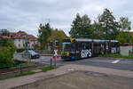 Die Linie 10 der Straßenbahn Nordhausen führt über das Netz der Harzer Schmalspurbahnen bis Ilfeld.