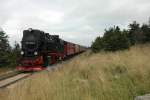 99 7239-9 kurz vor Erreichen des hchsten Punktes der Brockenbahn - dem Brocken, 19.08.08  