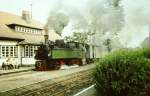 Wernigerode-Westerntor, Dampfzug der Harzquerbahn (August 1989)