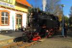 99 6001 am 19.10.2014 beim Umsetzen im Bahnhof Straßberg (Harz).