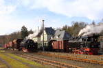 Zugüberholung am 06.02.2016 im Bahnhof Elend.