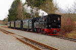 Gerade ist am 07.02.2017 99 5901 mit IG HSB-Sonderzug 2 (Eisfelder Talmühle-Quedlinburg) im Bahnhof Stiege eingelaufen.