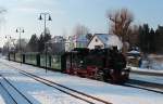 99 1789-9 kommt am 30.01.2014 mit dem P 3006 aus Radebeul Ost in seinem Zielbahnhof in Moritzburg an.