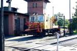 Bschungsrumfahrzeug am 23.07.2012 im Bahnhof Khlungsborn, beim Aufrsten fr den nchsten Dienst! Aufnahme leider nur im Gegenlicht mglich!