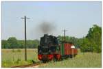 99 4511 vor einem Schmalspur-Gterzug vor Lindenberg.