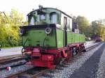 Die Rckansicht der auf Lnderbahn getrimmten Neubau IV K 99 539 (Neubau unter alter Nummer 1963)am 28.09.08 in Steinbach.