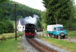 Als 99 1542-2 talwrts fahrend Schmalzgrube erreicht, stand nicht ganz zufllig dieser Lo2500 am Wegesrand, 02.06.2012.