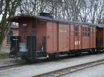 Gepckwagen Nr.28 vom Traditionszug,mit der Ordnungsnummer 974-482,stammt ebenfalls aus Jahr 1911.Am 30.Mrz 2012 fotografierte ich den abgestellten Wagen in Putbus.