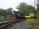 Mit wenig Dampf rollte 99 1781,am 29.September 2014,in Putbus ein.