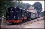 Göhren auf Rügen: 991782 ist am 3.10.1991 mit einem Personenzug aus Putbus angekommen.