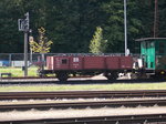 Am planmäßigen Zug nach Göhren hing,am 02.September 2016,der mit Kohle beladene Ow 97-40-32.Aufnahme in Putbus.