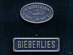 Gusseiserne Schilder an der Lok 60  Bieberlies .