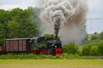 Dampfbetrieb auf der Selfkantbahn: Lok 101  Schwarzach  mit gemischtem Zug bei Birgden, 16.5.16.