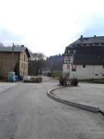 Ehemalige Ausfahrt aus dem Bahnhof Gelenau in Richtung Thum, 10.03.07 Von hier aus ging es bis Thum permanet in einer starken Steigung bergan.