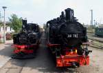 99 586 und 99 791 (EDV-Nr. DR: 99 1791-5, DB: 099 755-1) in Radebeul-Ost, (20.08.2003)
