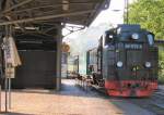 Radebeul-Ost, Zug aus Radeburg fhrt gerade ein, 2005 (Planzug)
