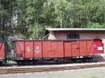 Gterwagen DR 97-13-72 Einheits-GGw am 17.09.2006 in Kurort Oybin, der Wagen wurde 1934 in Bautzen gebaut, Eigentmer und Restaurator ist der Interessenverband der Zittauer Schmalspurbahnen e.V.