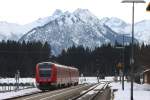 Ein VT612 macht ich auf den Weg gen Oberstdorf, aufgenommen am 01.01.2013
