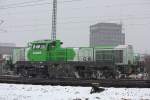 Eine Vossloh G18 am 24.2.13 abgestellt in Mnchengladbach Hbf.