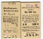 Zwei verschiedene Schnellzugzuschlagskarten, Ausgabeort: Karl-Marx-Stadt
