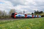 Am 26. April kam wider einmal ein Lokzug aus vier neuen Vectrone für SBB Cargo International auf die KBS 750. Gezogen wurde er von 193 475. Hier fährt das Gespann durch Westerstetten Richtung Stuttgart.