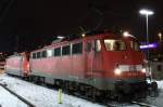 Die 115 350-1 und 101 002-4 als Lokzug fr die CNL in Mnchen Ost am 02.03.2013