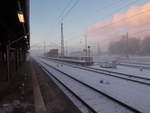 Kurzes Winterwetter auf dem Bahnhof Bergen/Rügen am 17.Dezember 2017.