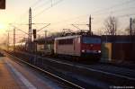 155 199-3 mit einem gemischten GZ in Rathenow in Richtung Wustermark unterwegs. 22.02.2011