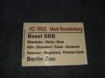 IC 502  Mark Brandenburg  Basel SBB - Berlin Zoo