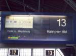 Zugzielanzeige des IC 2146. Dieser fhrt von Leipzig Hbf nach Hannover Hbf ber Halle (S) und Magdeburg. Planmige Abfahrtszeit ist 18:40. Leipzig Hbf den 04.08.2008 