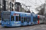 KÖLN, 02.02.2017, Stadtbahnzug 4051 als Linie 7 nach Zündorf nach Ausfahrt aus der Haltestelle Aachener Straße/Gürtel