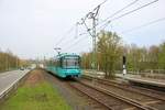 VGF Bombardier U5-25 Wagen 616 am 06.04.19 in Frankfurt Niddpark als U9 vom Bahnsteig aus fotografiert