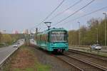 VGF Bombardier U5-25 Wagen 635 am 06.04.19 in Frankfurt Niddpark als U9 vom Bahnsteig aus fotografiert