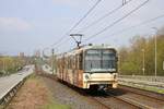 VGF Bombardier U5-25 Wagen 604 am 06.04.19 in Frankfurt Niddpark als Fahrschule vom Bahnsteig aus fotografiert