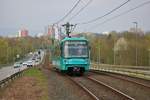 VGF Bombardier U5-25 Wagen 635 am 06.04.19 in Frankfurt Niddpark als U9 vom Bahnsteig aus mit Tele Zoom fotografiert