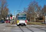 VGF Bombardier Flexity Swift U5-25 Wagen 605 am 13.02.21 in Frankfurt Industriehof