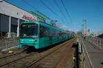 VGF Bombardier/Alstom Flexity Swift U5-50 Wagen 872 am 19.03.22 in Frankfurt Enkheim