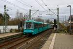 VGF Bombardier Flexity Swift U5-50 Wagen 869 am 03.02.24 in Frankfurt Industriehof