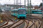 VGF Bombardier Flexity Swift U5-25 Wagen 692 am 03.02.24 in Frankfurt Heddernheim vom Bahnsteig aus fotografiert